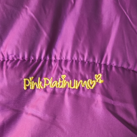 Pink Platinum Fleece-lined 12-18 M Hooded Purple Snowsuit Winter Snow Pants - Picture 5 of 6